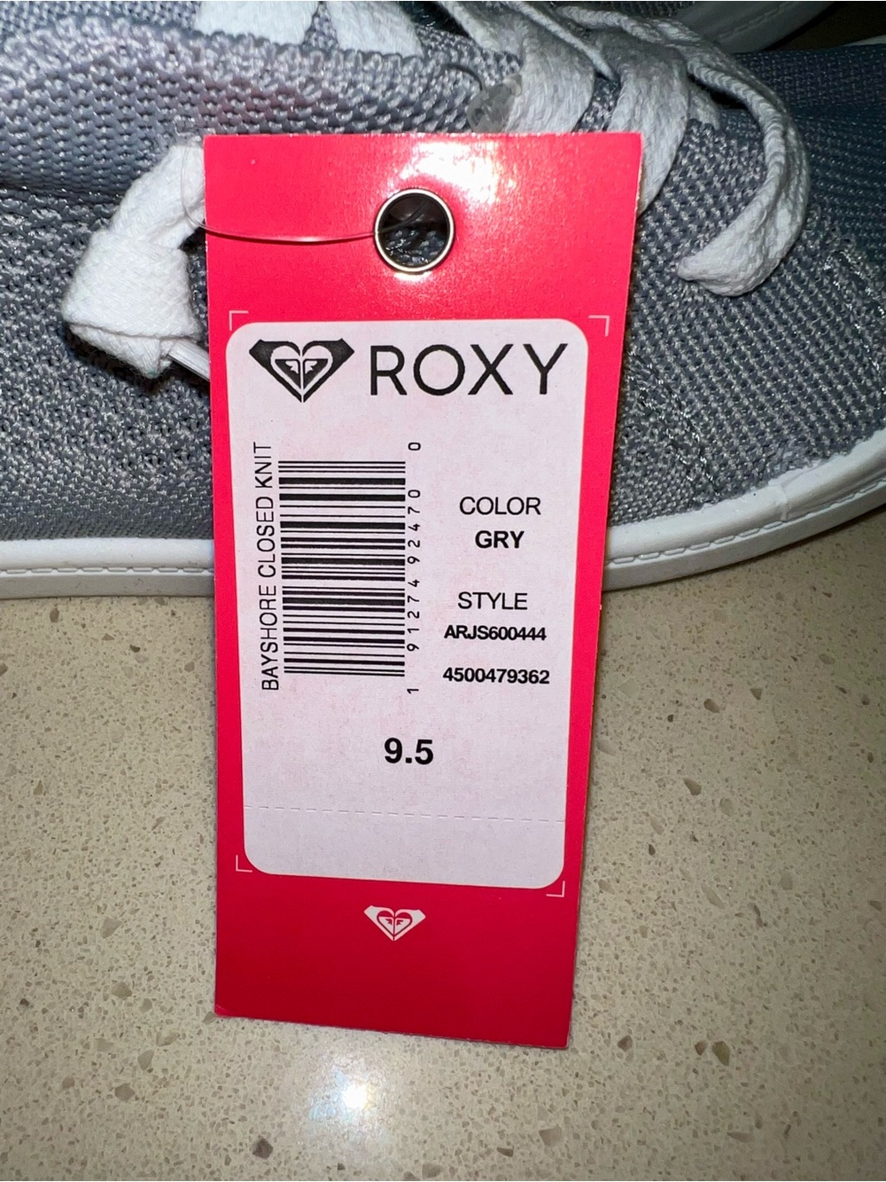 Roxy Women's Gray Knit Sneakers with White Trim Size 9.5 NEW WITH TAGS - Picture 2 of 8